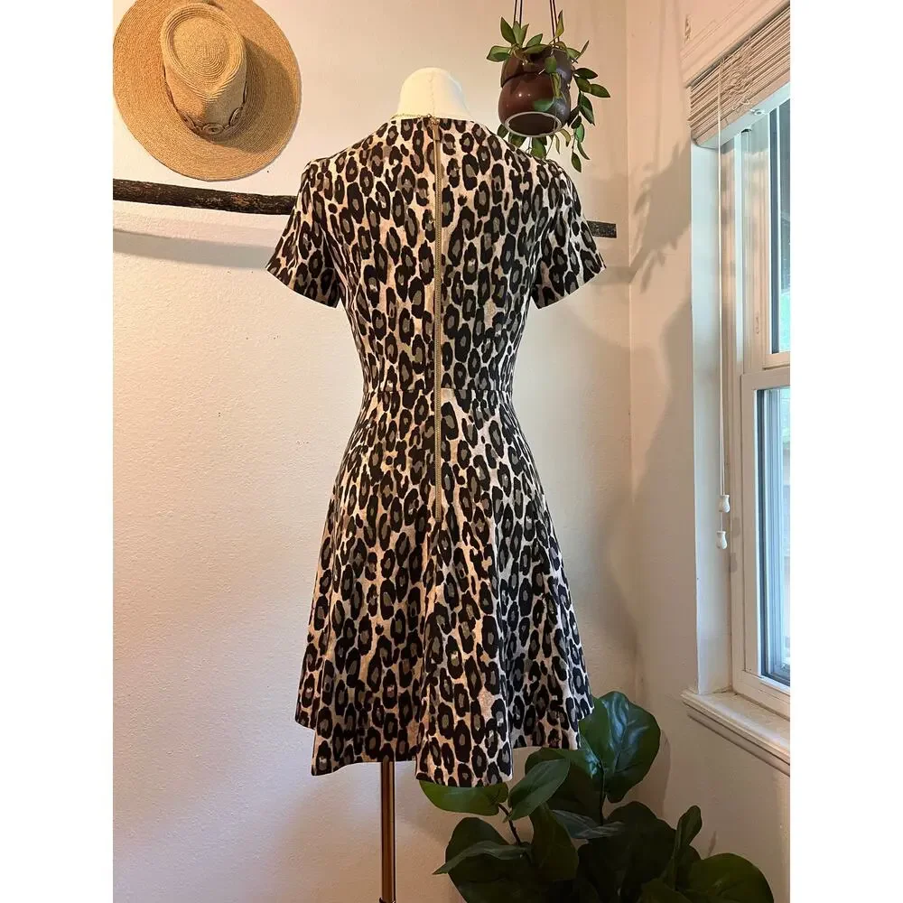 Kate Spade Animal Print Short Sleeve Fit & Flare Cocktail Summer Dress Size 4
